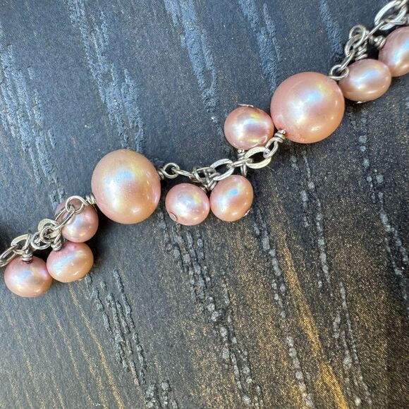 HONORA Sterling Silver Pink Pearl Cluster NECKLACE & Drop Earrings 16" - 19" - Picture 9 of 14